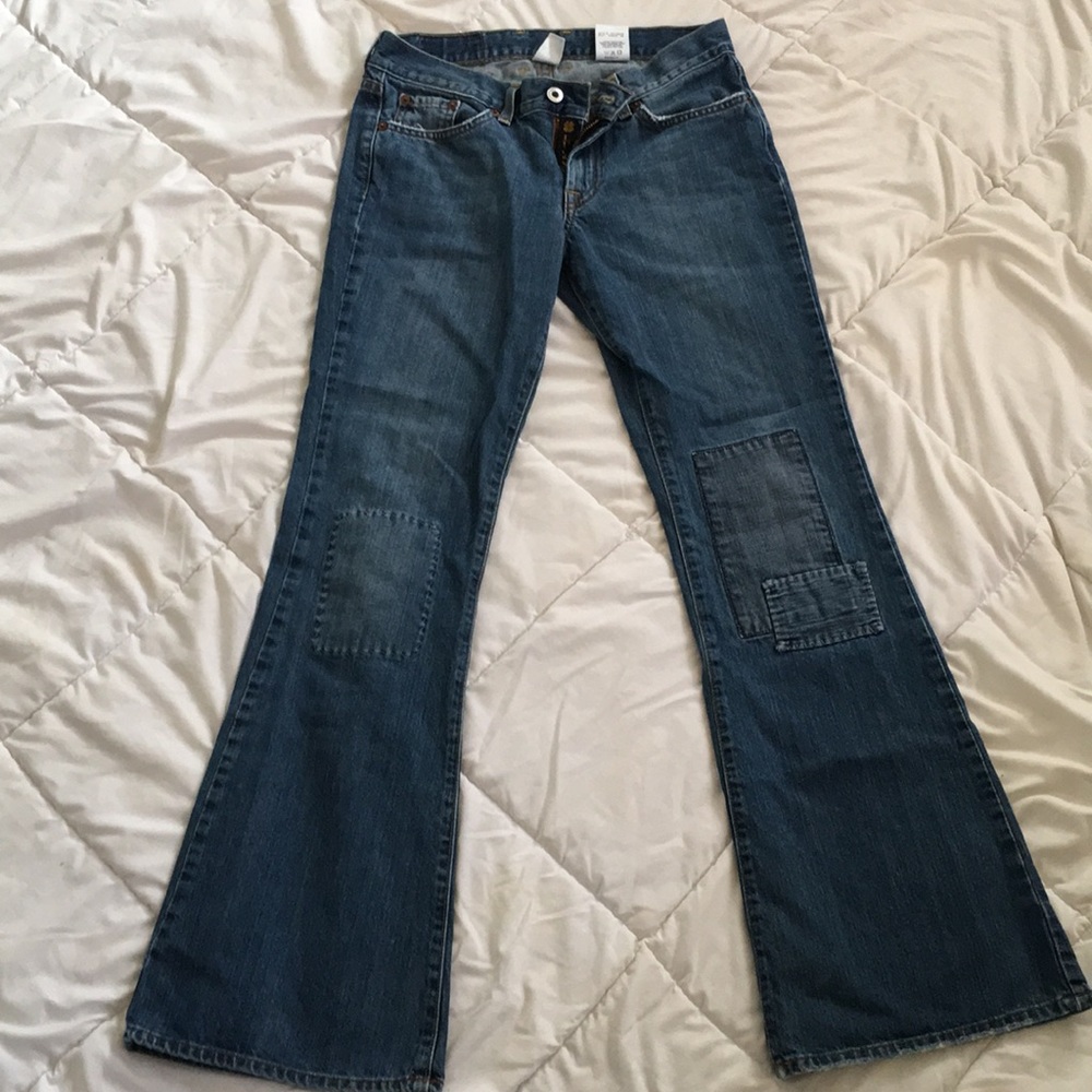 Lucky size 4 hippie sweet and low patched jeans
